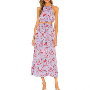 Likely Kerrica Dress Halter Cut Out Womens Size 0 Maxi Periwinkle Blue